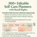 300+ Editable Self-Care Planners with Resell Rights