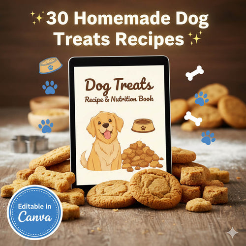 30 Homemade Dog Treats Recipe Book | Printable, Editable & Master Resell Rights