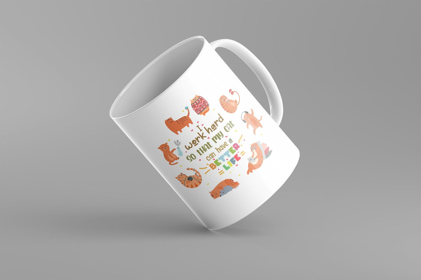 Christmas Gift for Friend | Work Hard For Cat | Christmas Gift | Gift for Cat Lover | Mug Gift