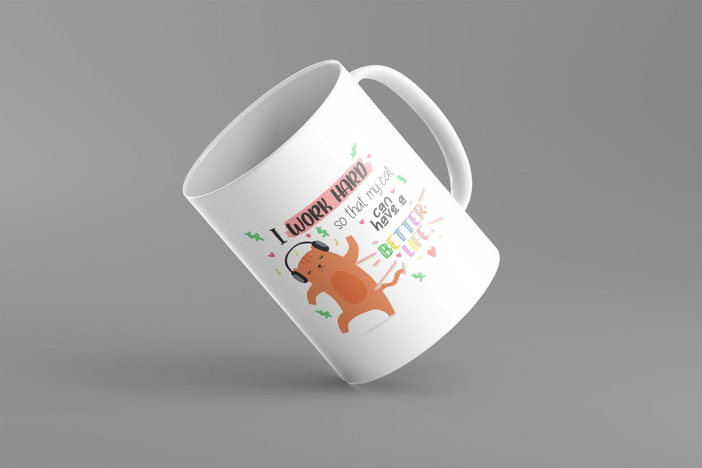 Christmas Gift for Friend | I Work Hard For Cat | Christmas Gift | Gift for Cat Lover | Mug Gift