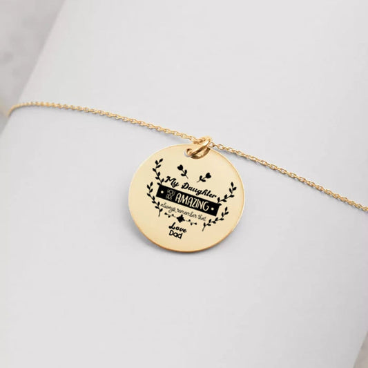 My Amazing Daughter Laser Engraved Necklace Gift (Choice of Metal) | Perfect Gift | Gift for for Daughter