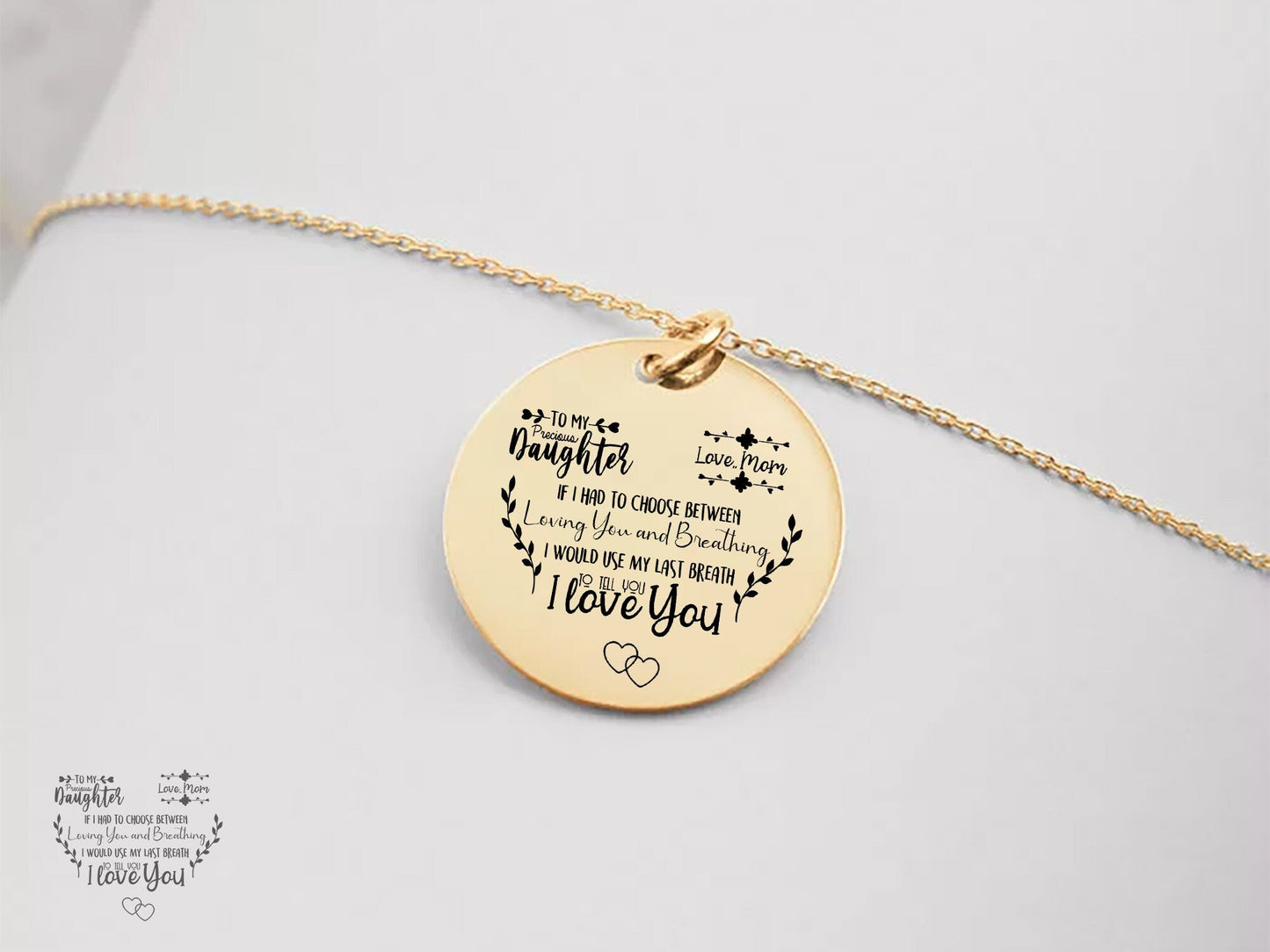 I would tell you I love you Quote Inspirational Laser Engraved Necklace Gift (Choice of Metal) | Perfect Gift | Gift for for Women