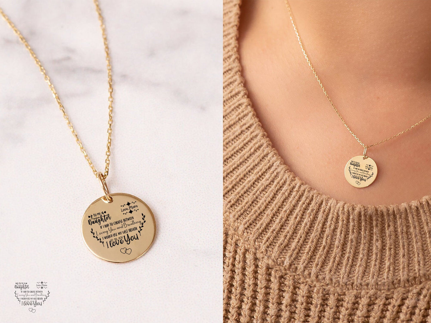 I would tell you I love you Quote Inspirational Laser Engraved Necklace Gift (Choice of Metal) | Perfect Gift | Gift for for Women