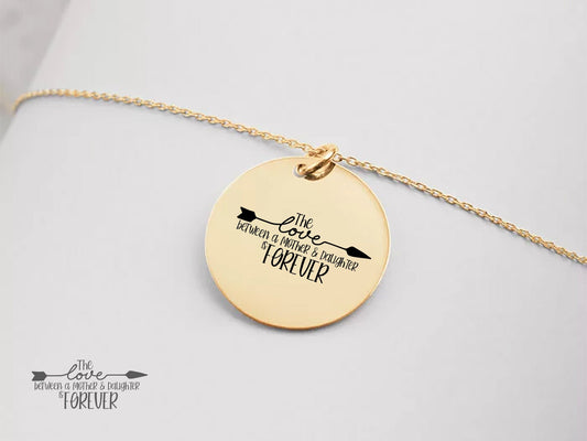 Mother Daughter is Forever Quote Inspirational Laser Engraved Necklace Gift (Choice of Metal) | Perfect Gift | Gift for Mom